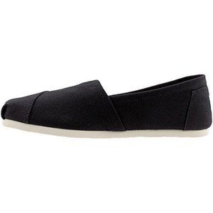 TOMS WOMEN'S CLASSIC ALPARGATA SLIP-ON SHOE BLACK ON BLACK CANVAS 10 M